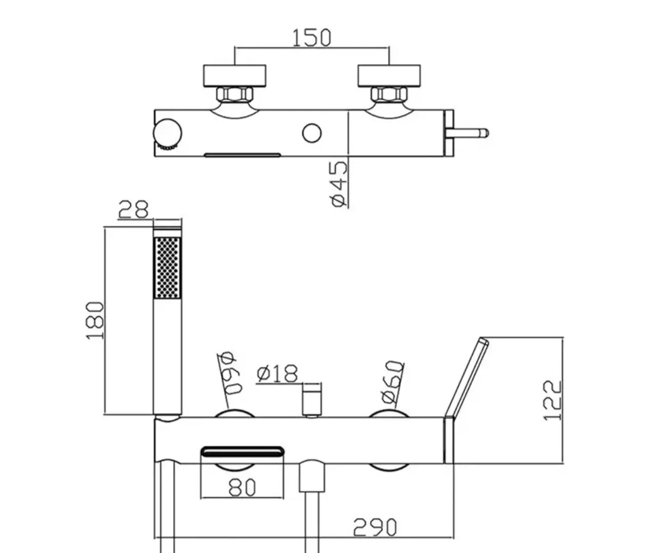 Robinet mitigeur de baignoire mural or brossé 