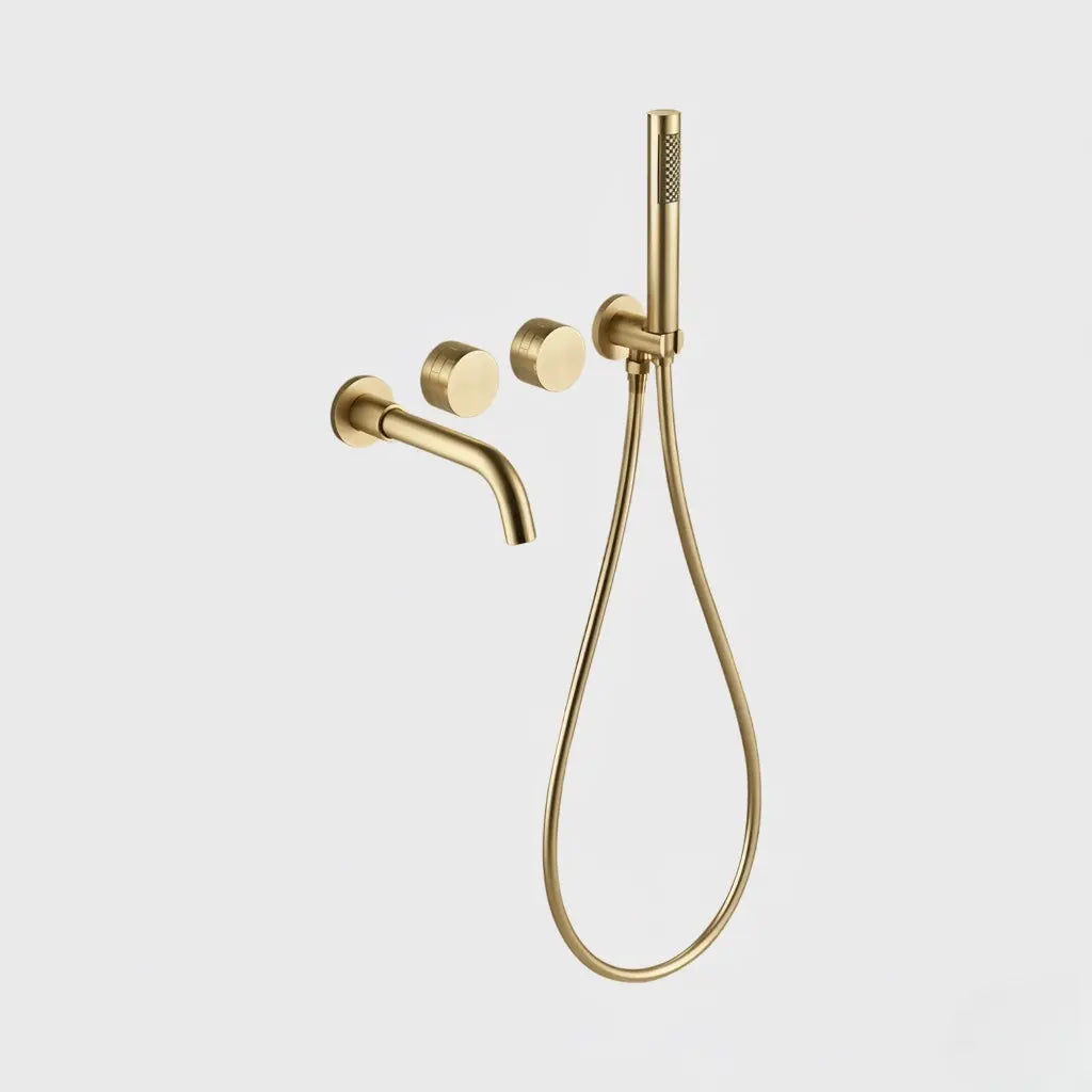 Mitigeur baignoire à encastrer avec douchette Or brossé