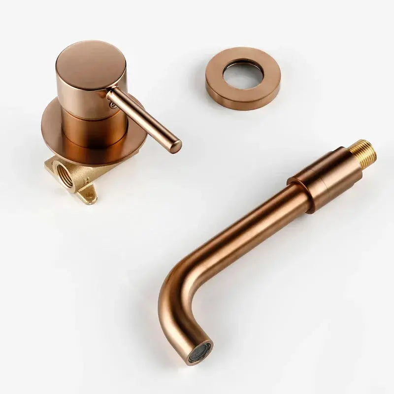 Mitigeur de lavabo pour montage encastré mural or rose