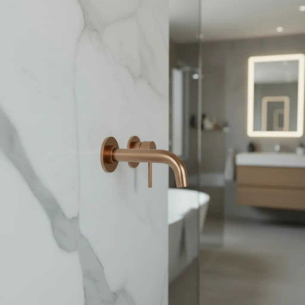 Mitigeur de lavabo pour montage encastré mural or rose