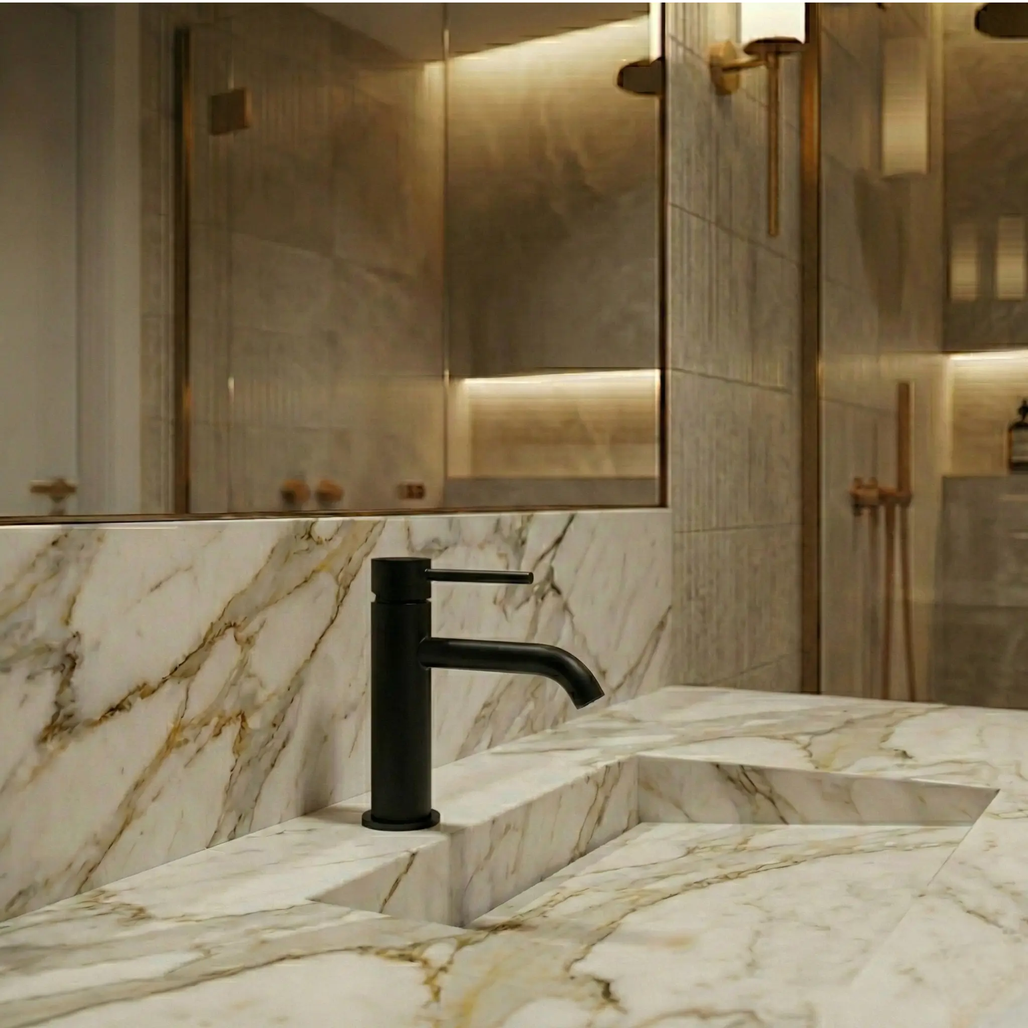 Robinet mitigeur lavabo sur plan noir