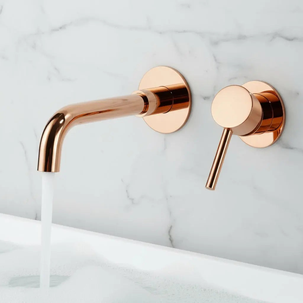 Mitigeur de lavabo pour montage encastré mural or rose